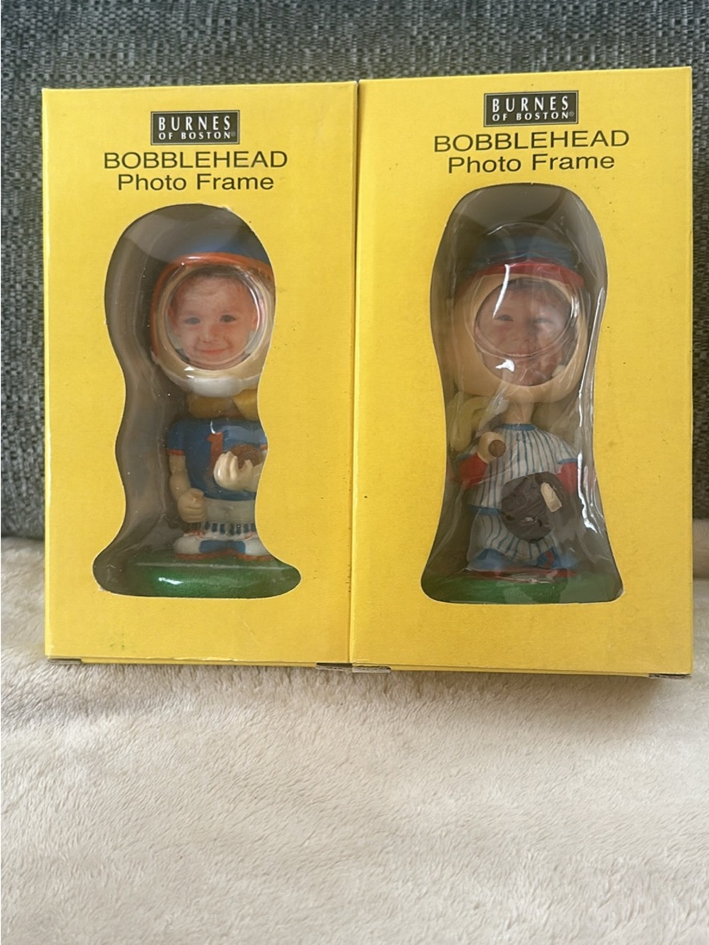 Burnes Of Boston Yellow Bobblehead Photo Frame Pair
